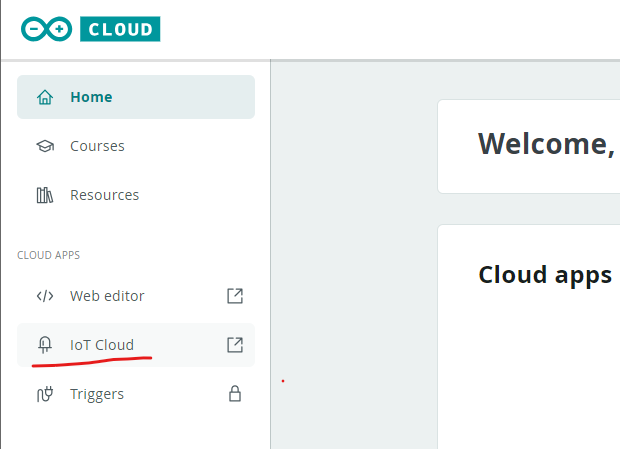 Arduino IoT Cloud Open.